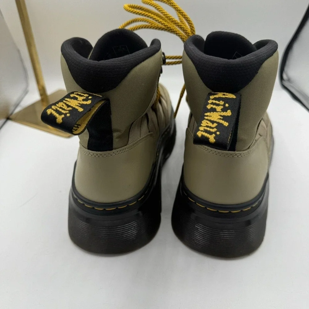 Dr. Martens‎ Boury Nylon & Leather Men's Boots Olive Green Size M 8 / L 9